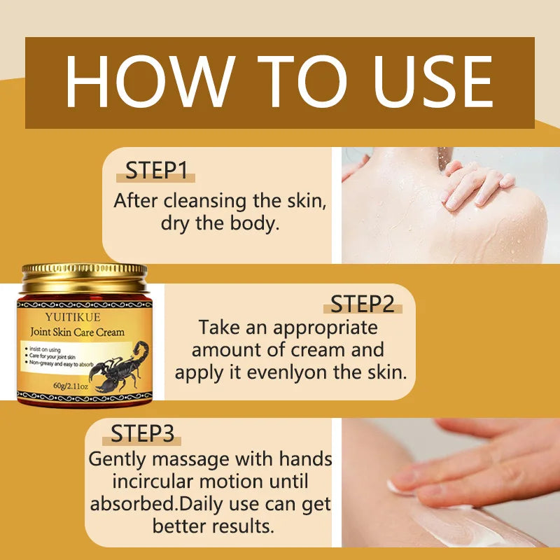 Joint Skin Care Cream, use consistently · protects your joint skin, non-greasy and easily absorbed, deeply moisturizing