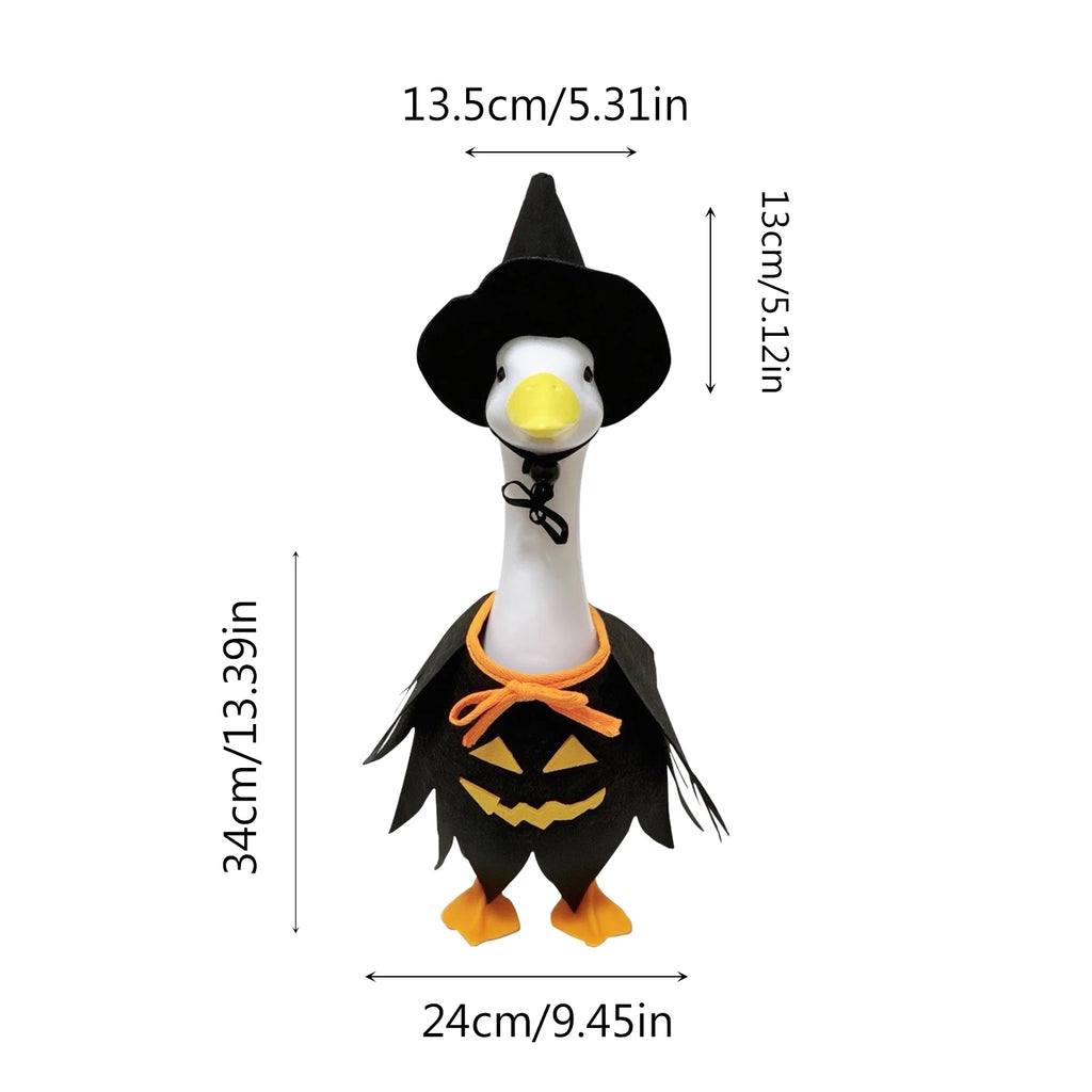 23 Inch Halloween Porch Goose Outfits Witch Hat Skirt Cute Porch Goose Costume for Cement Goose Fall Outdoor Garden Yard Patio
