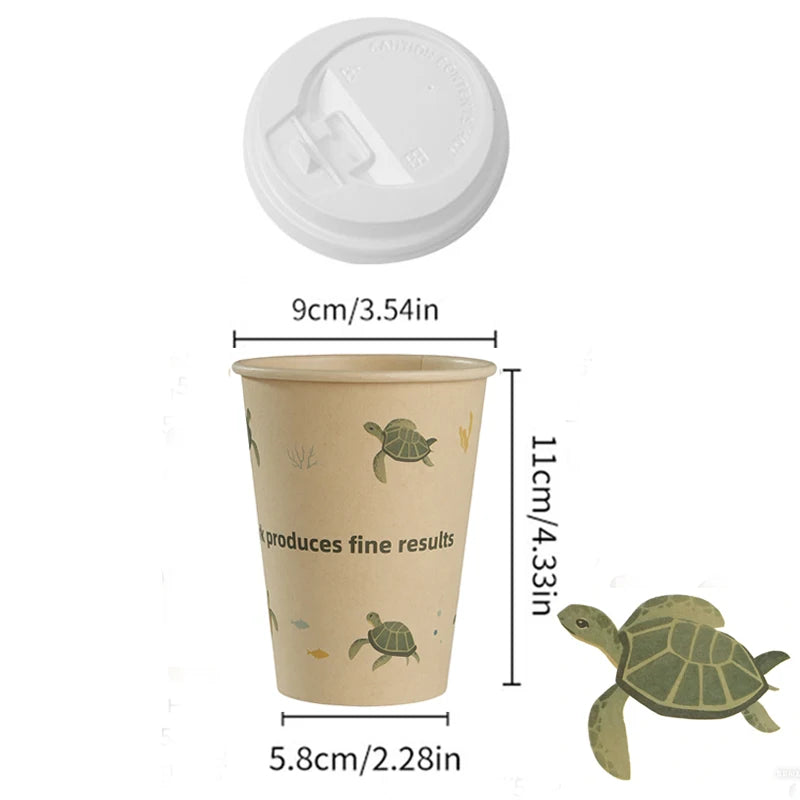 25/50Pack Disposable Paper Coffee Cups with Lids 12oz Bamboo Pulp To Go Drinking Paper Cups for Cold/Hot Drinks for Office Home