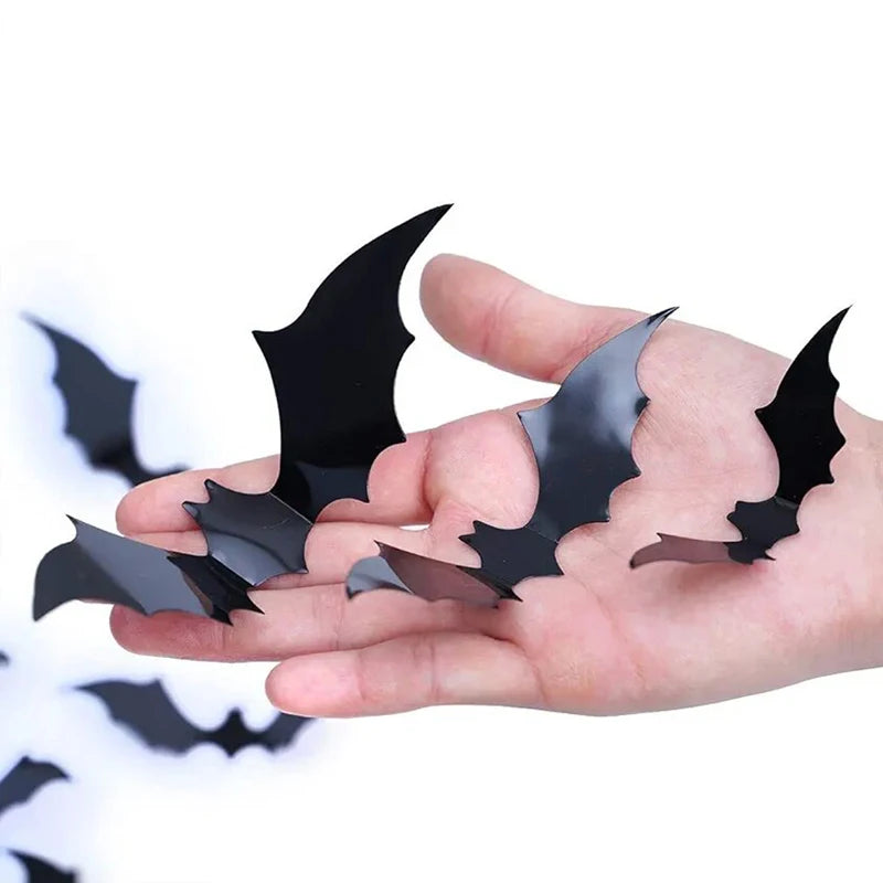 3D Black PVC Bat Wall Stickers Halloween Decorations Scary Party Props DIY Home Bar Room Decoration for Spooky Halloween Night