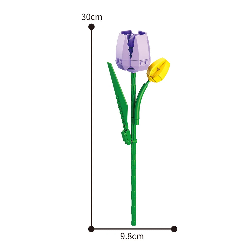 Creativity Potted Plants Bouquet Rose Lily Flower Home Desk Plant Decoration Assemble Building Blocks Bricks Toys Girls Gift