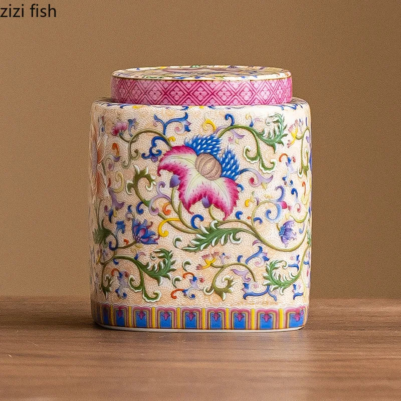 Enamel Ceramic Tea Jar Tea Box Sealed Moisture-proof Jar Teas Container Teas Storage Jar Candy Jars Creative Storage Jars