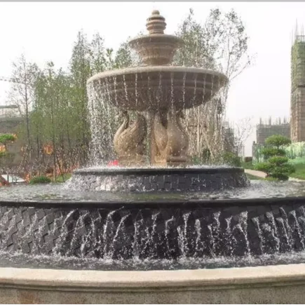 Outdoor Modern European Design Water Fountain Hand Carved Travertine Statue for Villas Hotels Garden Products