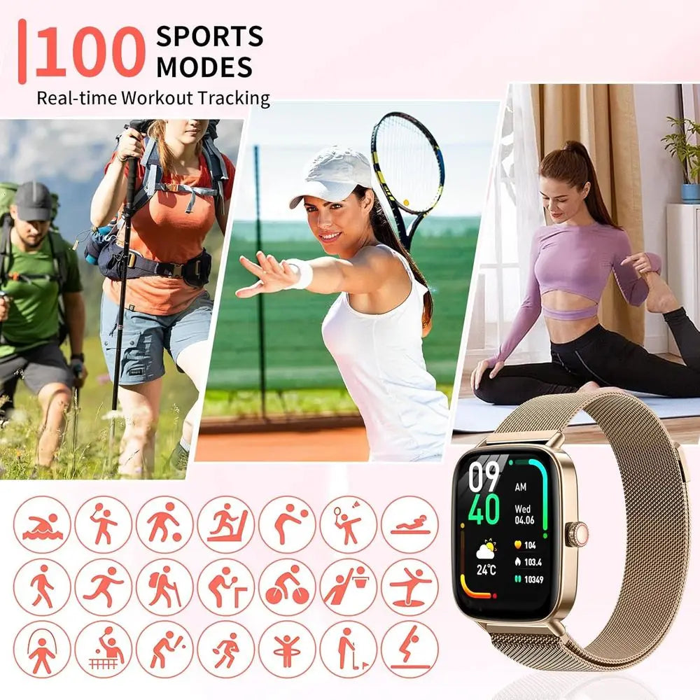 Smart Watch or Women(2 Bands), 1.85" HD itnsn with Call unction, IP68 Waterproo, 100+ Sport es, Blood Oxygen Monitor/ Heart Rate