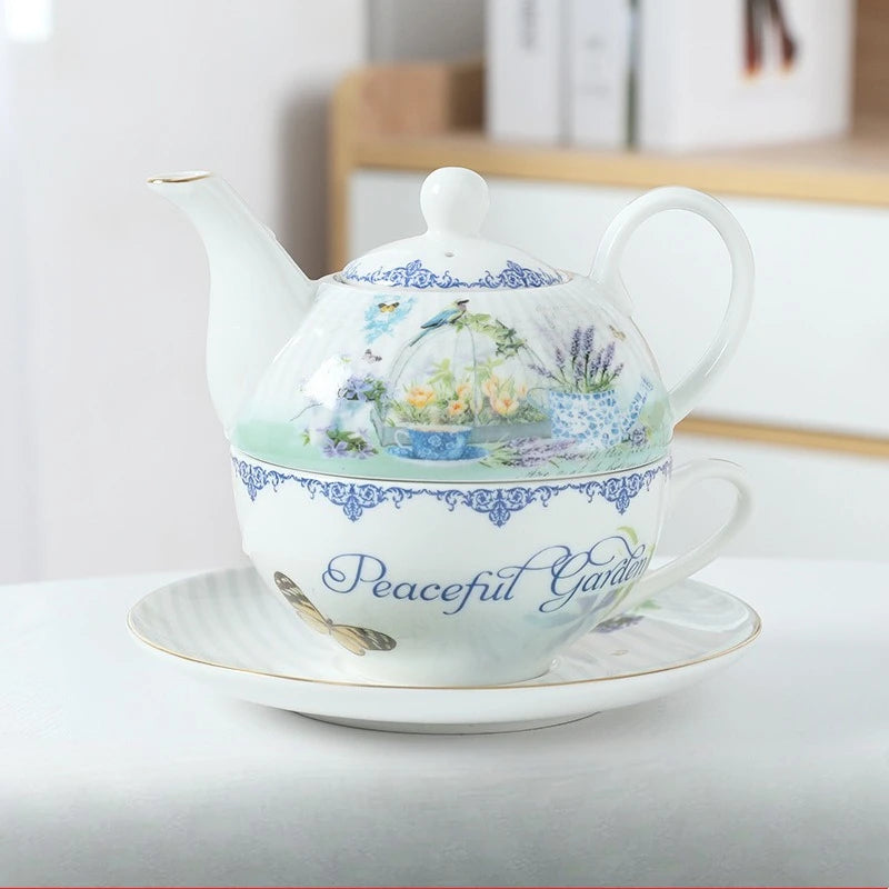 English Afternoon Tea Set, Single Person Mother-Daughter Teapot with Filter, Creative Floral Ceramic Tea Ware