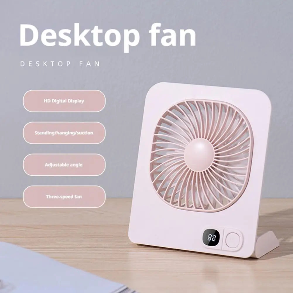 Portable Mini Desk Fan Table Power Display Ultra Quiet Hang Fan For Office Home USB Rechargeable Foldable Table Fan With 5 Gear