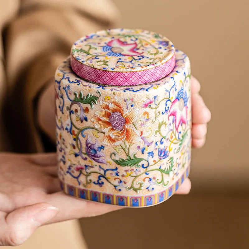 Enamel Ceramic Tea Jar Tea Box Sealed Moisture-proof Jar Teas Container Teas Storage Jar Candy Jars Creative Storage Jars