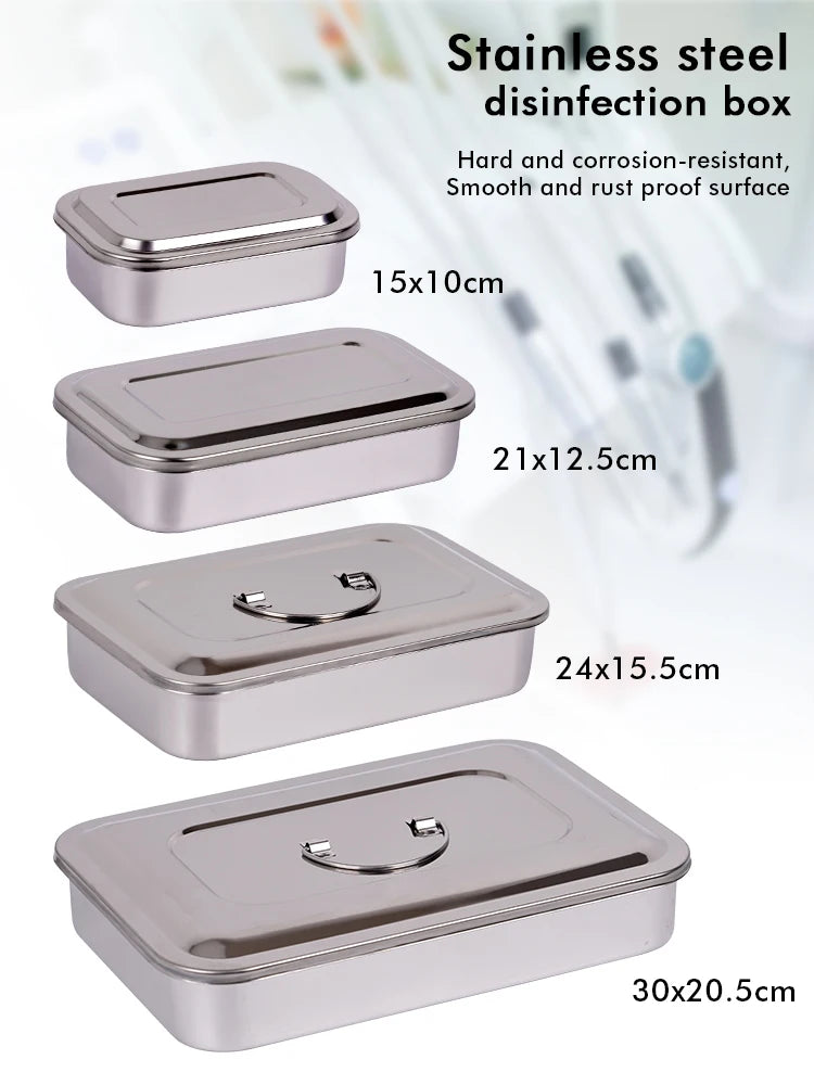 1pc Dental Disinfection Box With Lid Stainless Steel Surgical Equipments Tools Sterilizer Container Lab Instrument Tools Storage