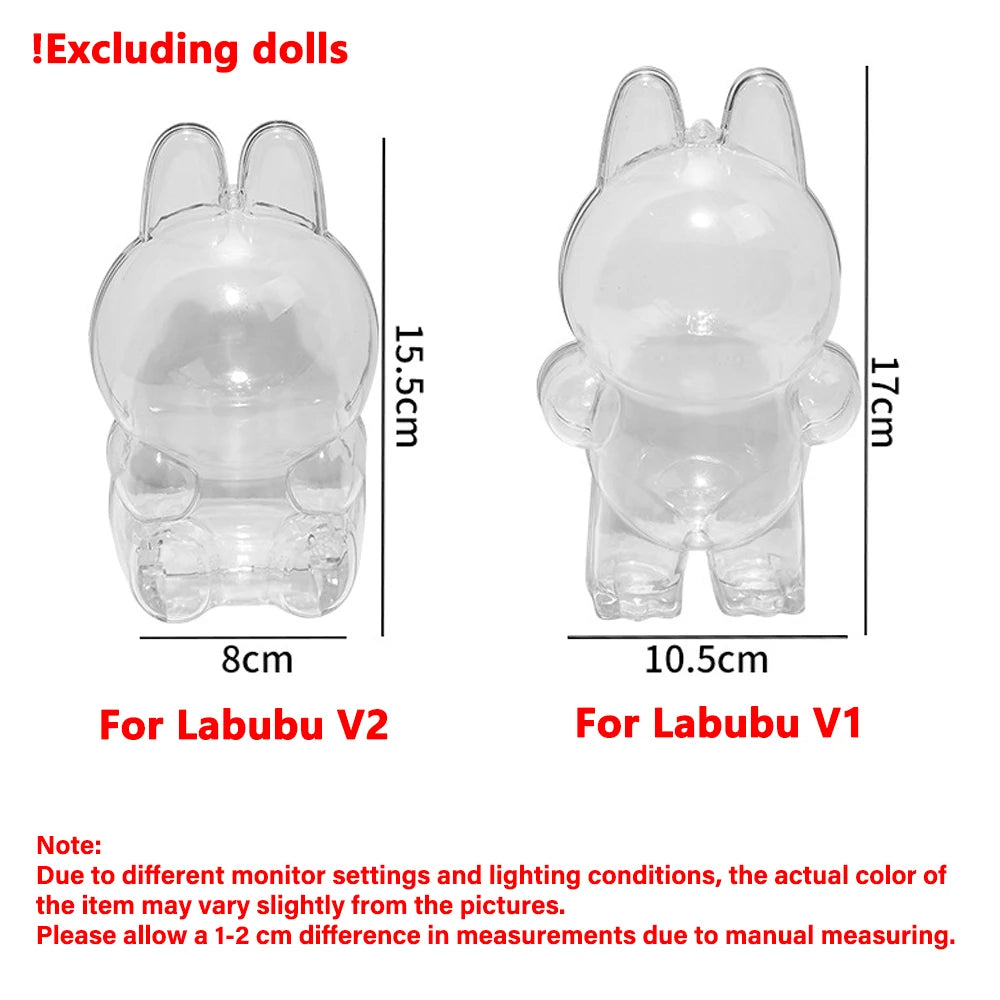 For Labubu  V1 V2 V3 Doll Case Transparent Protective Cover Dustproof Shell For Labubu 4.0 Case Storage Box Dolls Accessories
