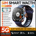 5G/4G Globally Universal SIM Smart Watch AMOLED Screen 190 ° Rotating Camera Video Call GPS 8+128GB Memory Smart Watch