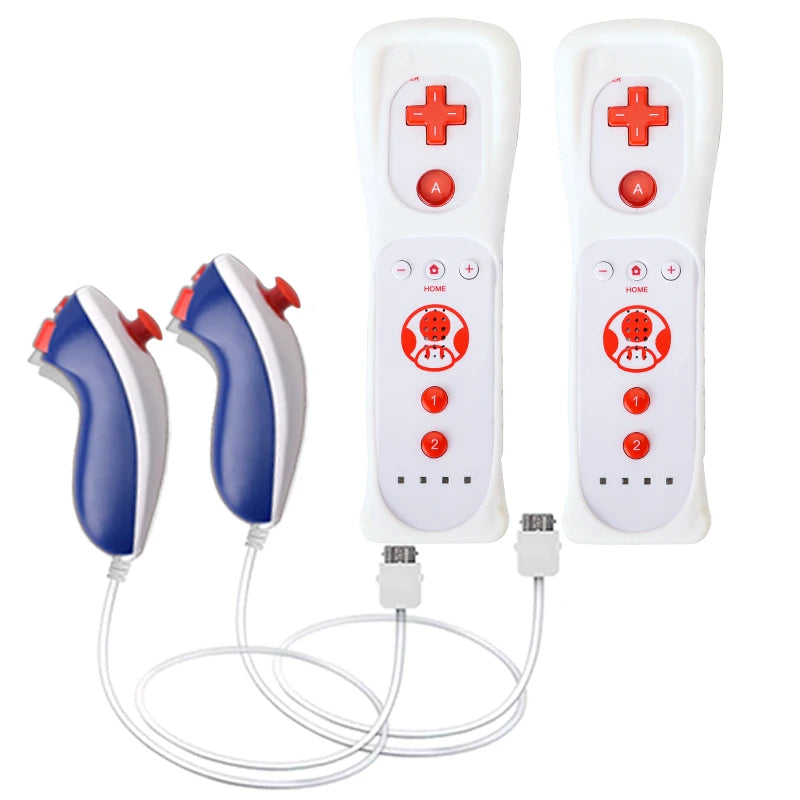 2PCS Remote Controller with Nunchuck Controller for Wii Console Wireless Gamepad with Motion Plus for  Wii Games Control