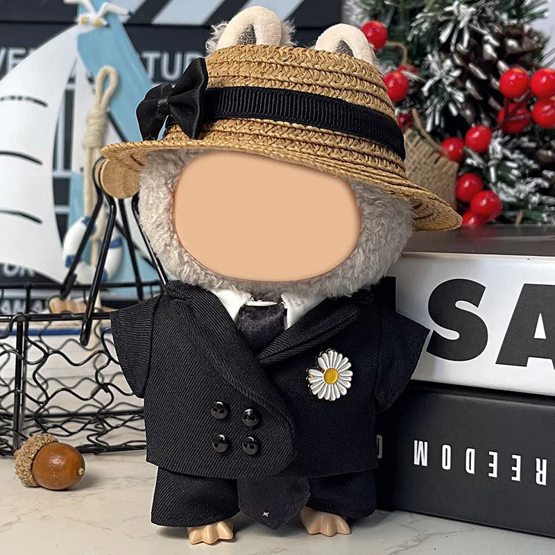 Labubu Clothes 15 17cm Doll DIY Clothing Accessories Fashion Ably luxurious style with Straw Hat Leather Jacket Denim Outfit