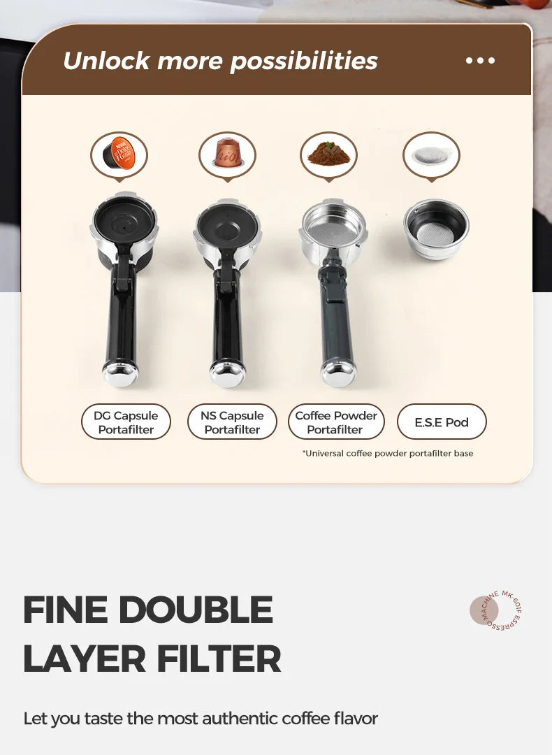 Cafelffe 4in1 Coffee Machine Dolce gusto Nes Capsule Espresso Maker ESE Pod Ground Gift for Lover,Dad,Mom Cafetera304 Cappuccino
