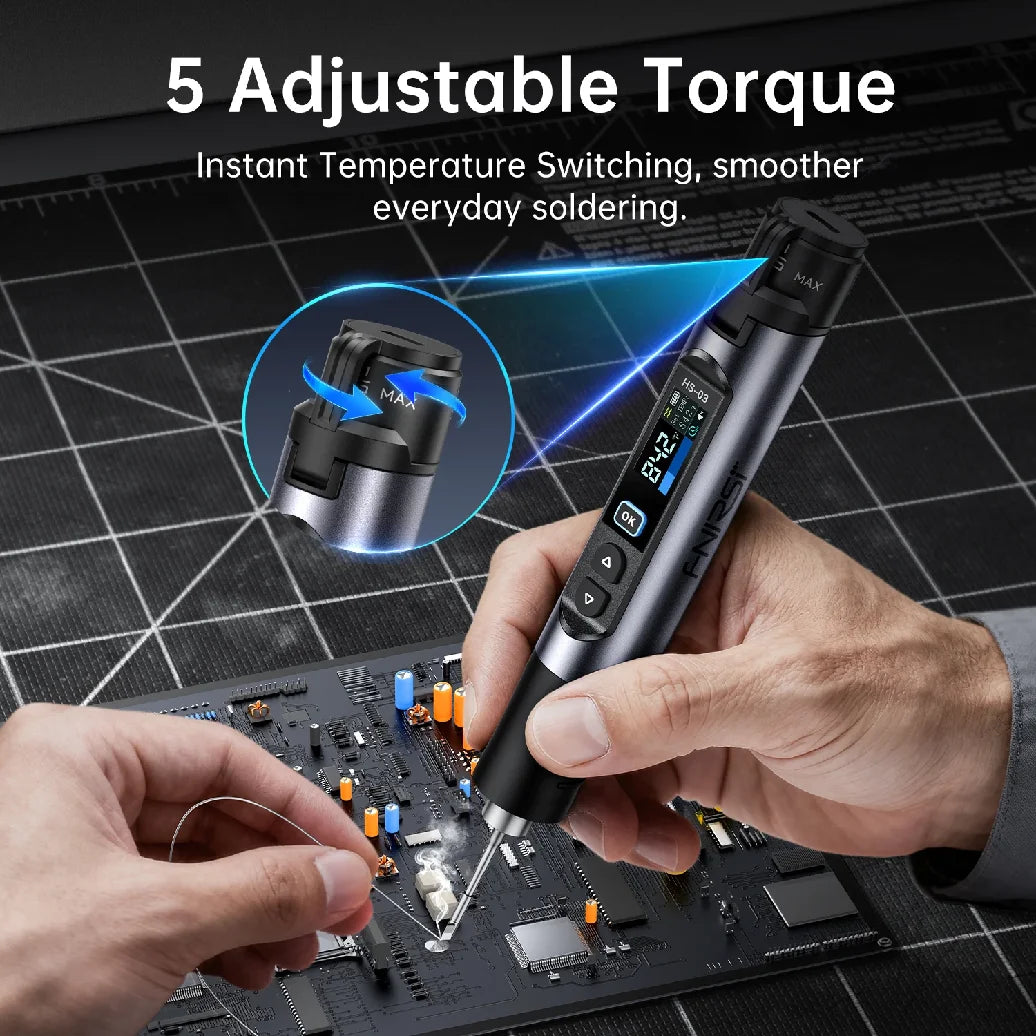 FINIRSI HS03 Cordless Soldering Iron, 100-450°C Replaceable Battery Continuous Soldering Wired/Wireless Modes Compatible T210