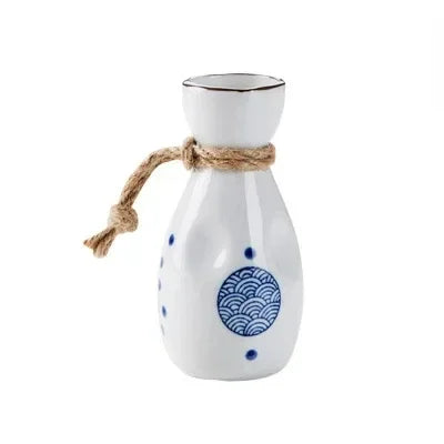 Vintage Japanese Sake Ware Ceramic Flower Wine Pot and Cup Home Kitchen Restaurant Wine Dispenser Drinking Supplies Accessories