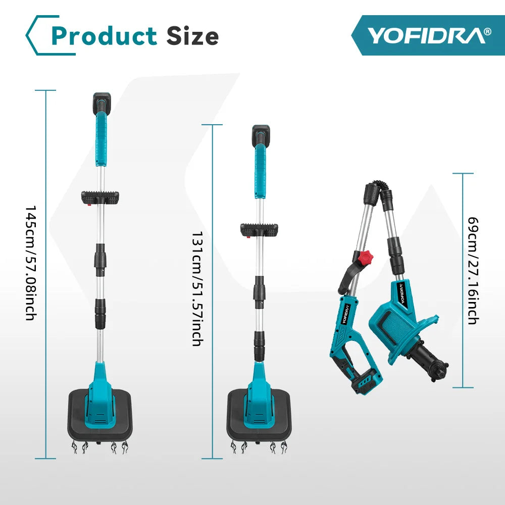 YOFIDRA Brushless Electric Garden Tiller Lawn Mower Rototiller For Soil Cultivation Garden Power Tool For Makita 21V Battery Pin