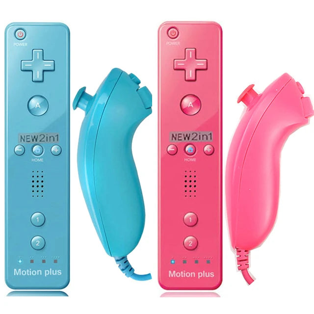 2PCS Remote Controller with Nunchuck Controller for Wii Console Wireless Gamepad with Motion Plus for  Wii Games Control