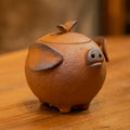 Old Rock Mud Rough Pottery Pig Shape Tea Pot Retro Teapot Tea Kettle Tea Ceremony Tea Making Single Pot Tea Ceremony