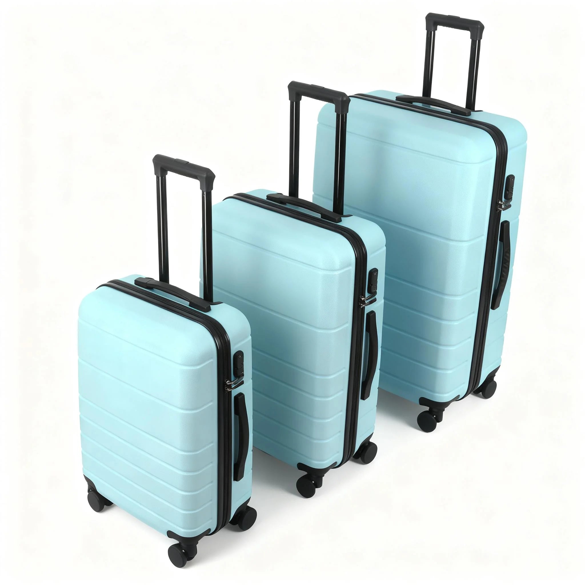 ABS Hardshell 3 Piece Luggage Set 20 24 28 Inch TSA Lock Spinner Wheels Lightweight Durable Suitcases Pink