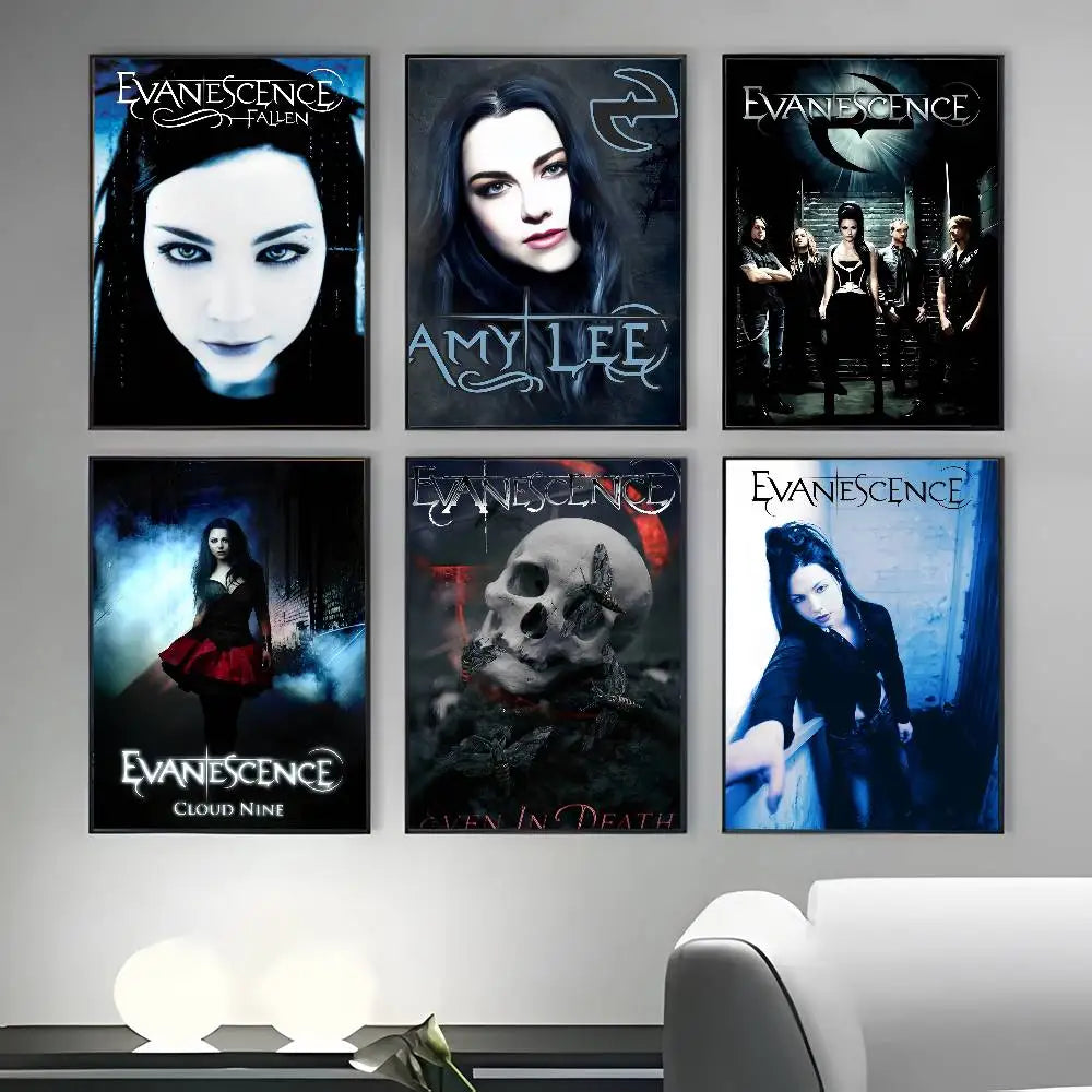E-Evanescence A-Amy Lee Poster Sticky Wall Art Printing Waterproof Home Living Bed Room Bar Aesthetic Decor