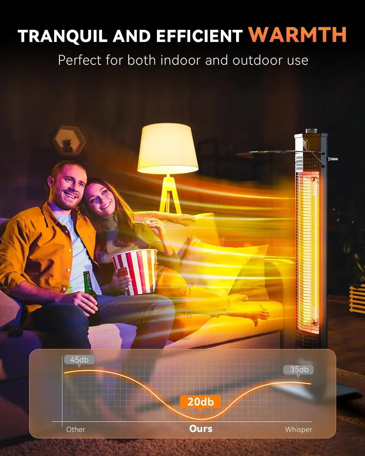 [Limited Stock!]Patio Heater for Outdoor Use,1500W Infrared, 36 in Portable Tower Heater, 3 Levels, IPX5 Waterproof, Tip-Over&Ov