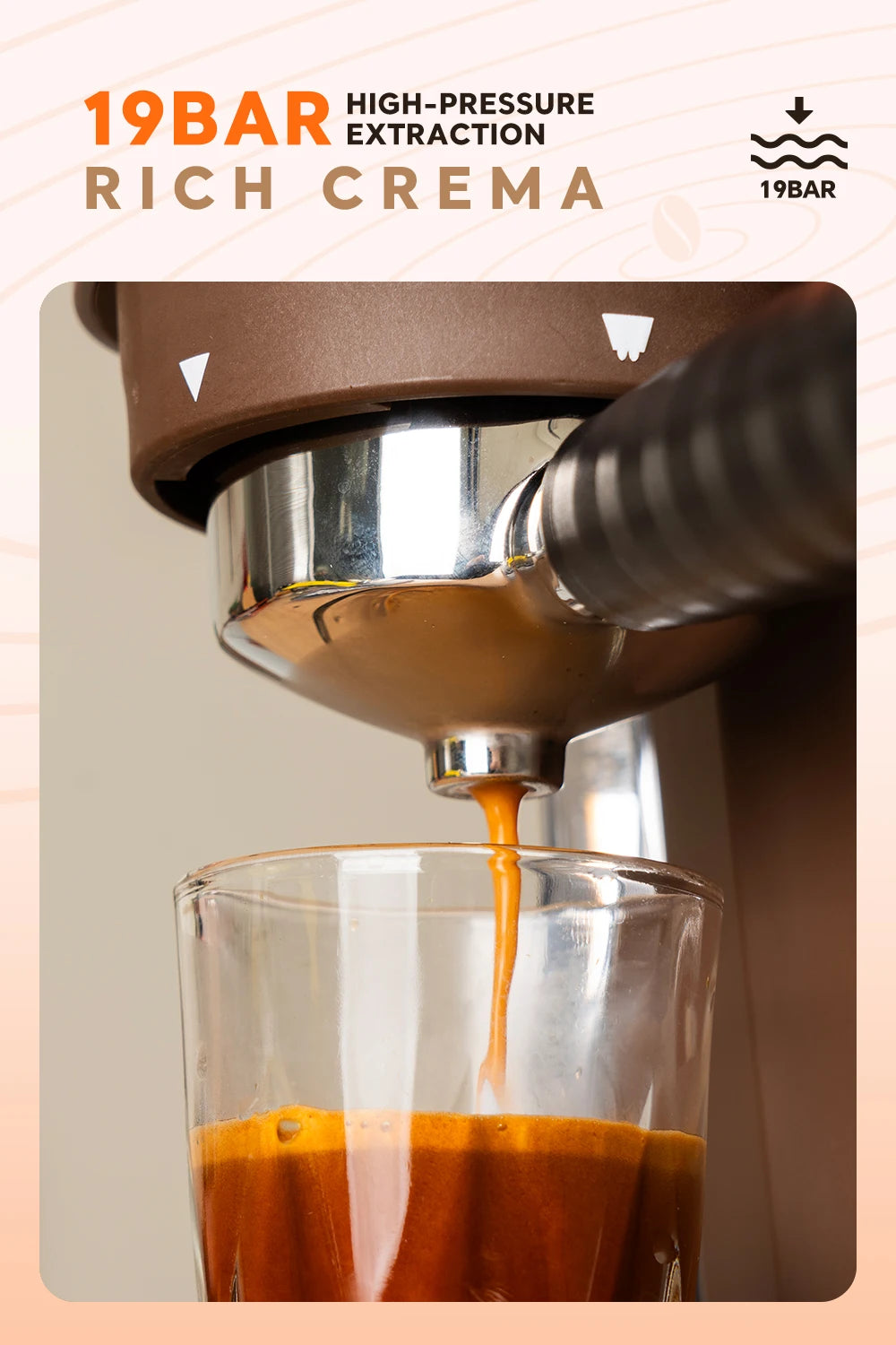 I Cafilas 19 Bar Semi Automatic Espresso Coffee Maker With Grinder Bean For Cappuccino and Latte Milk Frothing System Machine