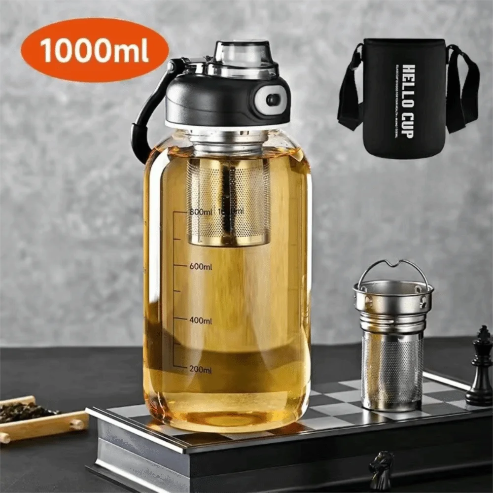 Tea Separation Glass Tea Cup Double Drinking with Handle Water Cup Large Capacity High Temperature Resistant Portable Kettle