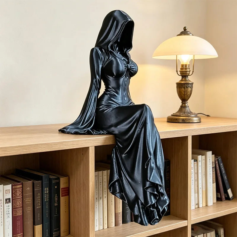 3D Printed Skeleton Lady Statue Gothic Art Figurine Home Desktop Ornament Halloween Decor Collectible Craft Gift