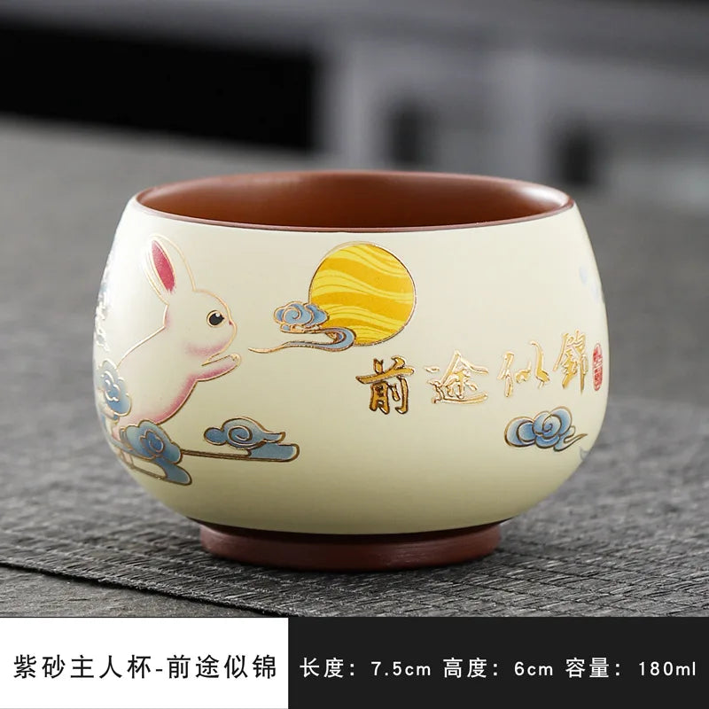 Vintage Purple Clay Tea Cup Chinese Traditional Arhat Cup Zisha Tea Set Accessories Ceramic Master Cup Travel Tea Bowl Teaware