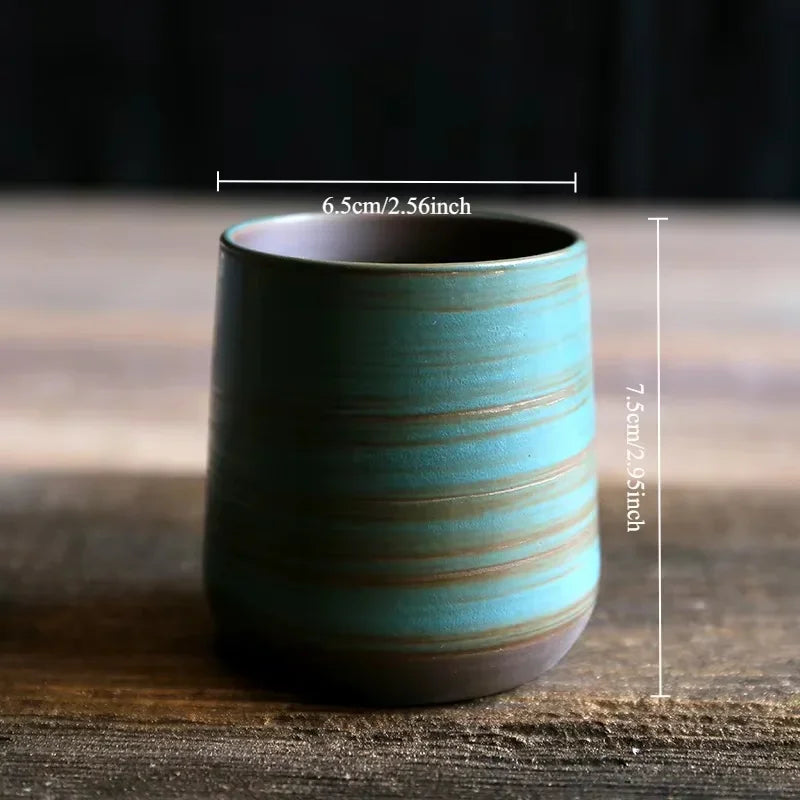 Vintage Japanese Raku Pottery Tea Cup Handcrafted Coarse Ceramic Kung Fu Cup Kiln Glaze Unique Design for Home Use