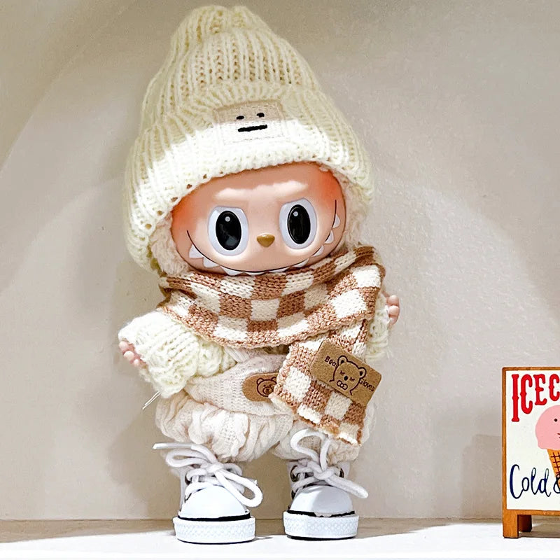 17cm Labubu clothes v1 v2 labubu Generation Labubu Sitting Party Clothes Pendant Doll Labubu doll Clothes Sweater scarf cute