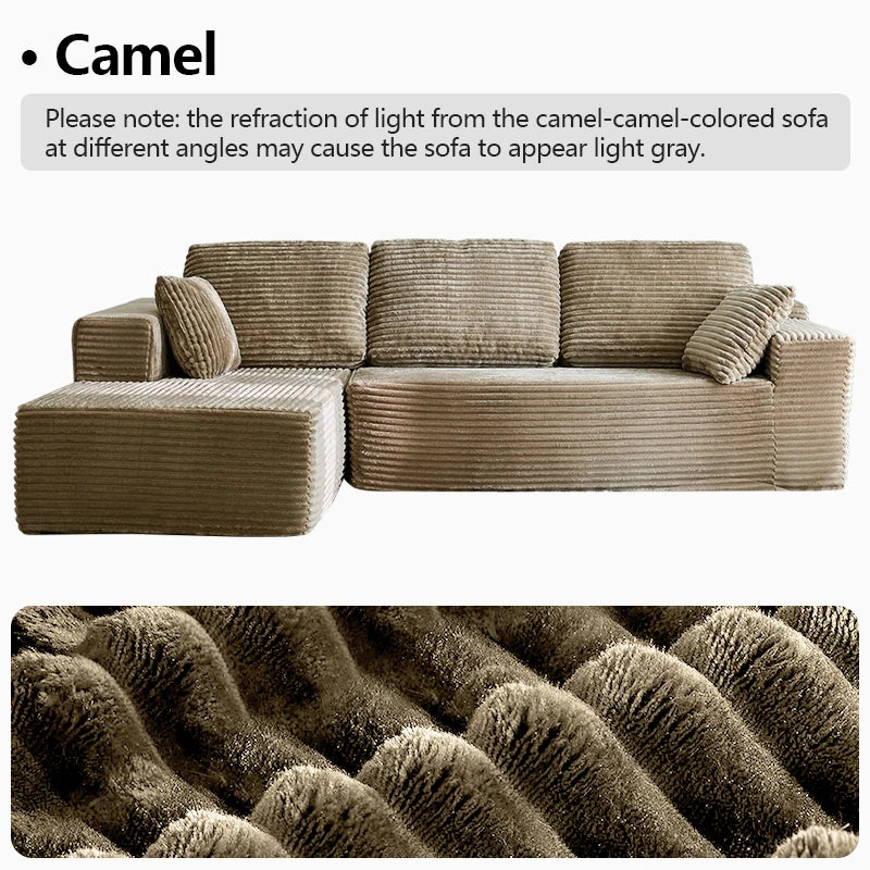 Oversized L Shaped Couch With Chaise, Minimalist Compressed Boneless Couch No Assembly Required, Modular Cloud Sectional Sofa Fo