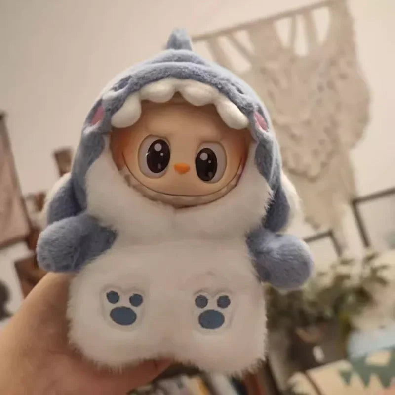 17cm Labubu Clothes Outfit Trendy Hoodies Labubu Accessories Shark Suit Replacement Ropa Labubu