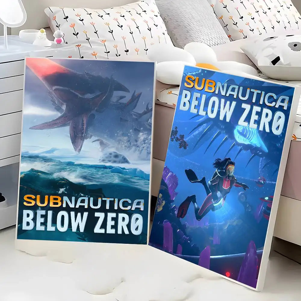Anime Subnautica Poster HD Home Decor Sticky Wall Waterproof Home Living Room Bar Aesthetic Decor