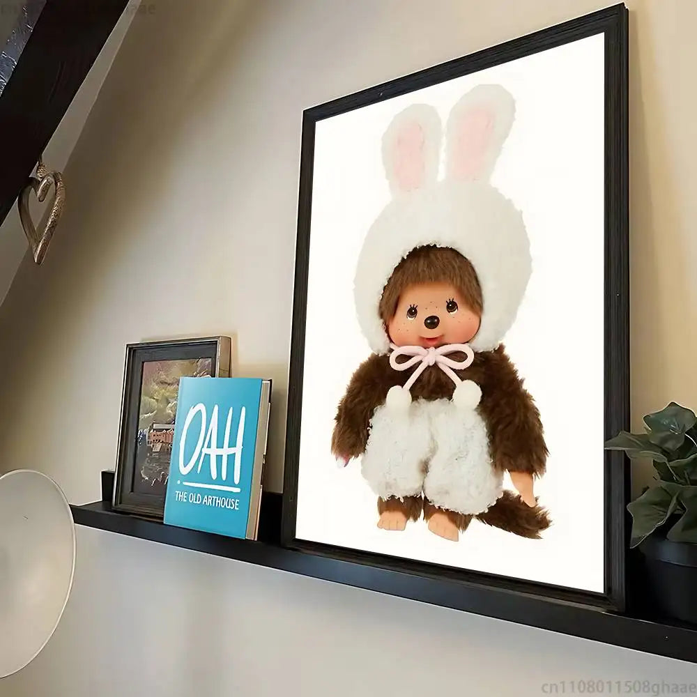 Cute M-monchhichis-s  Classic Wall Art, Canvas Print Poster, Suitable for Home, Living Room, Room Decoration Painting