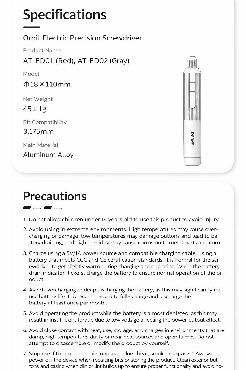 DSPIAE AT-ED01 Orbit Electric Hand Drill Screwdriver for Gunpla Plastic Wooden Soft Metal Drilling Model DIY Assembly Hobby Tool