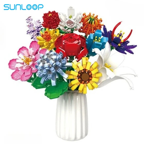 Big Flowers Bouquet Building Blocks Set Flowers Models Home Decor Botanical Collection Bricks Toys for Adults Mother's Day