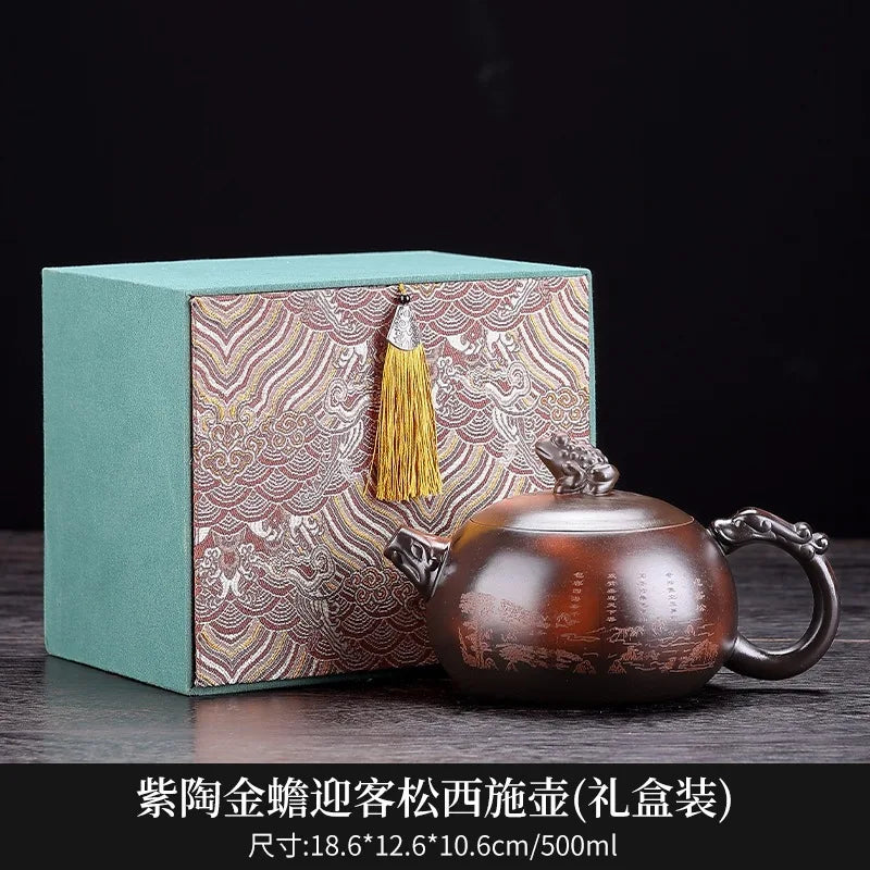 Household Xishi Pot Purple Pottery Pot Kung Fu Tea Set Large-capacity Purple Clay Pot Handmade Jumping Knife Craft