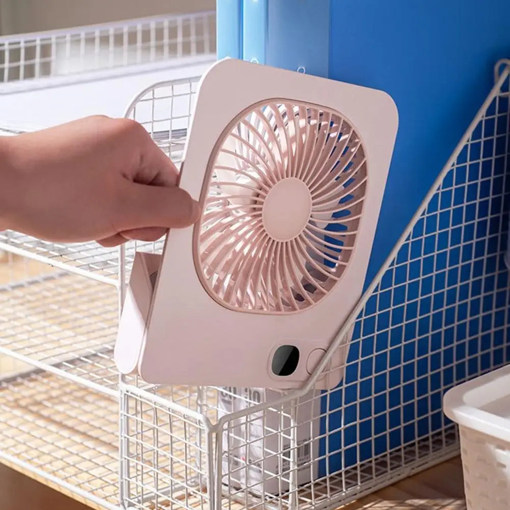 Portable Mini Desk Fan Table Power Display Ultra Quiet Hang Fan For Office Home USB Rechargeable Foldable Table Fan With 5 Gear