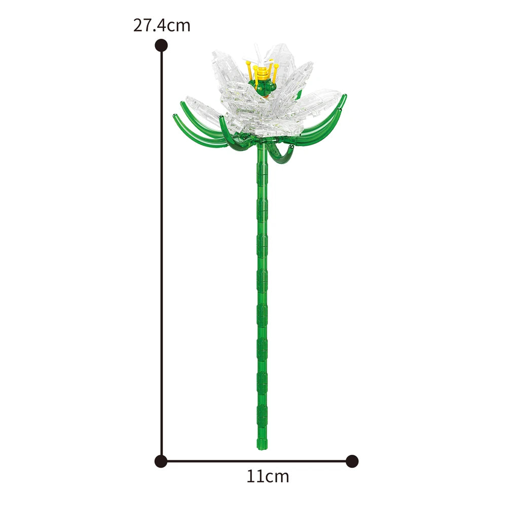 Creativity Potted Plants Bouquet Rose Lily Flower Home Desk Plant Decoration Assemble Building Blocks Bricks Toys Girls Gift