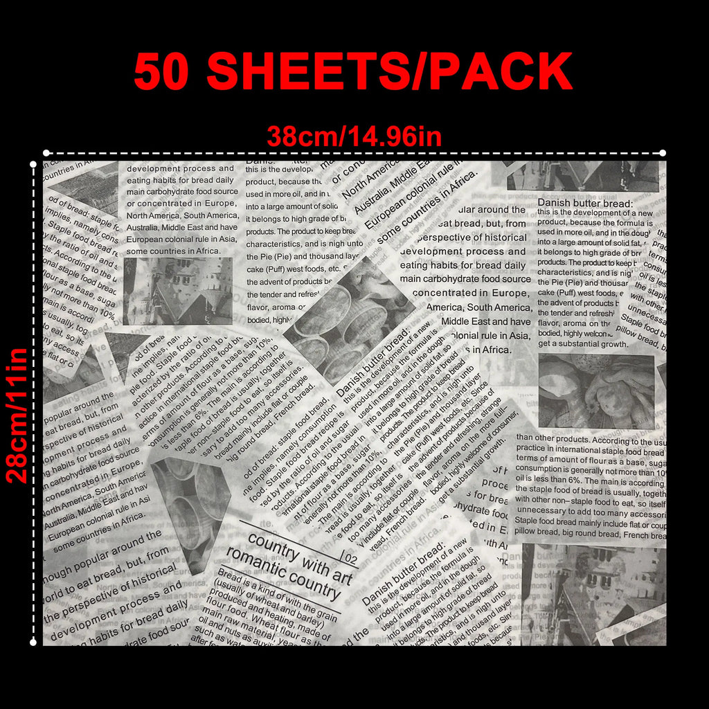 Wax Paper Sheets Grease Resistant Tray Basket Liners Newsprint Paper Water and Grease Proof Sandwich Wrapping Paper for Food