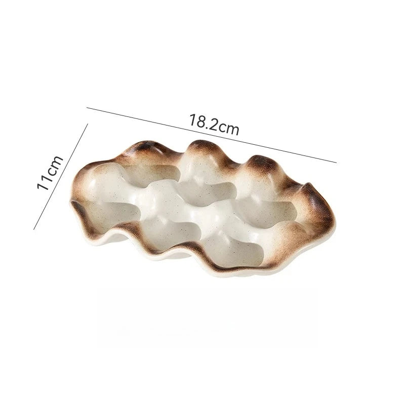 Vintage Ceramic Egg Tray Minimalist Ceramic Kitchen Refrigerator 6 Grid Egg Tray Home Food Storage Box Kitchen Storage Container