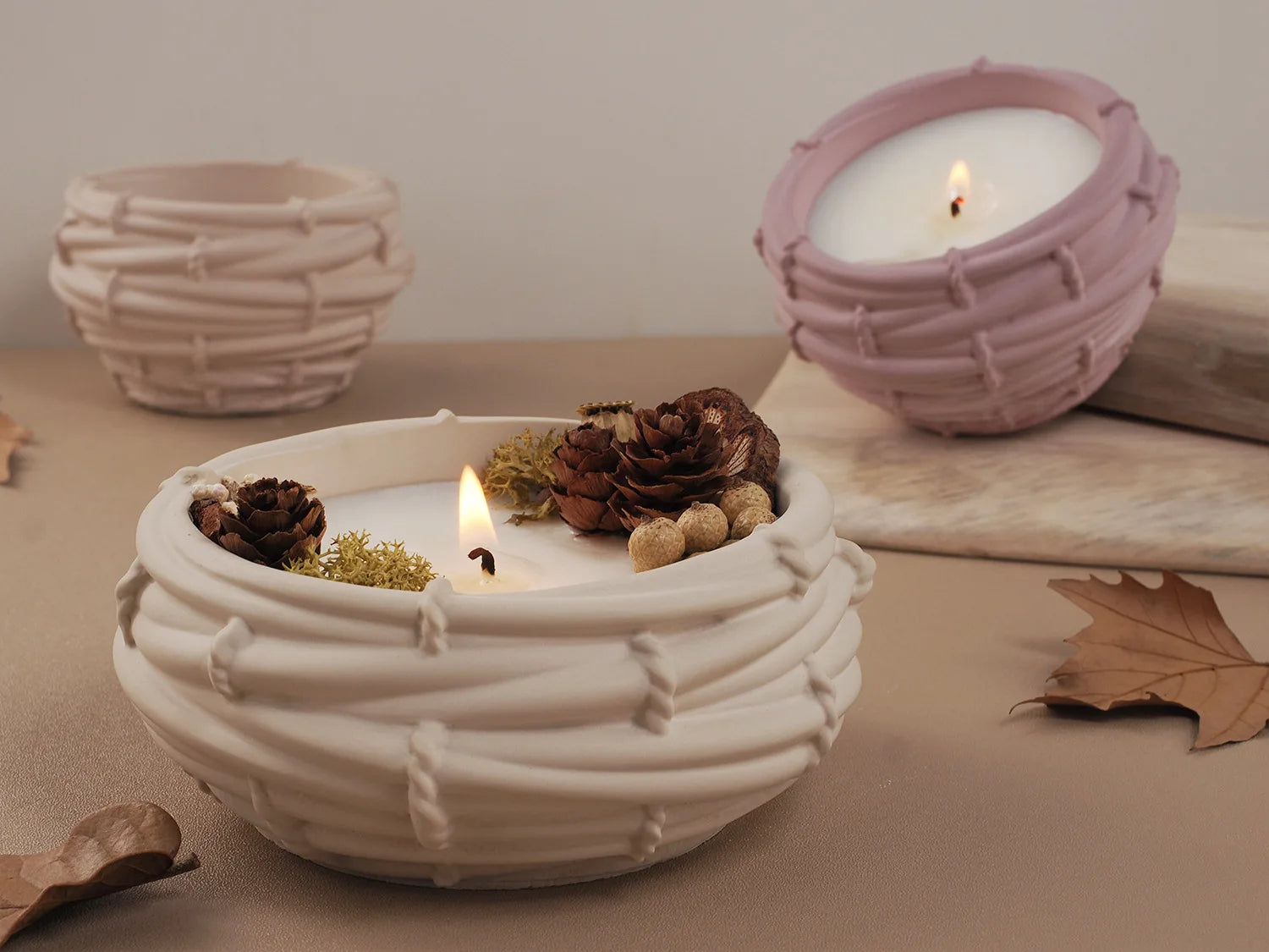 Creative Bamboo Basket Candle Bowl Silicone Mold DIY Bird Nest Flowerpot Concrete Cement Mold Jewelry Storage Tray Craft Casting