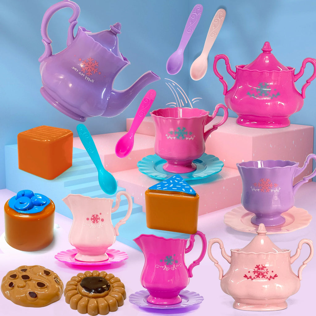 Tea Set For Little Girls, Tea Party Set, Tea Set For Toddlers Including Kettle, Cookies, Kids Play Food, Tea Party Accessories T