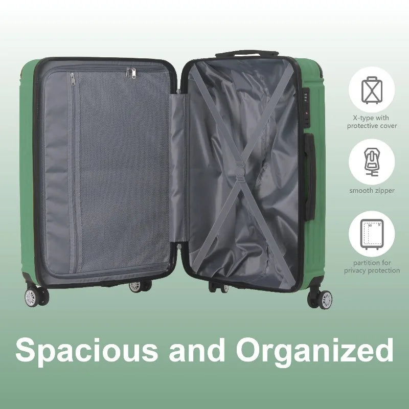 Fruit Green 3-Piece ABS Luggage Set 20 24 28 Inch Suitcases with TSA Lock Spinner Wheels Multi-Position Handle