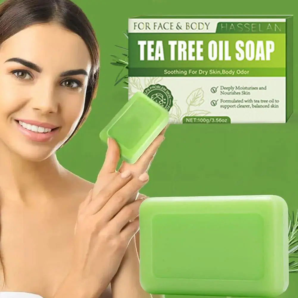 Tea Tree Soap, Soap Bar with Tea Tree Oil, Natural Soaps for Body Skin Cleaning,Gentle Exfoliating Bar Soap