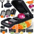 [Black Vegetable Slicer] 16-In-1 Multi-Functional Vegetable Chopper, Professional Onion Dicer, Kitchen Food Slicer And Dicer With 8 Replaceable Blades & Storage Container, Ideal Gift For Kitchen Lovers