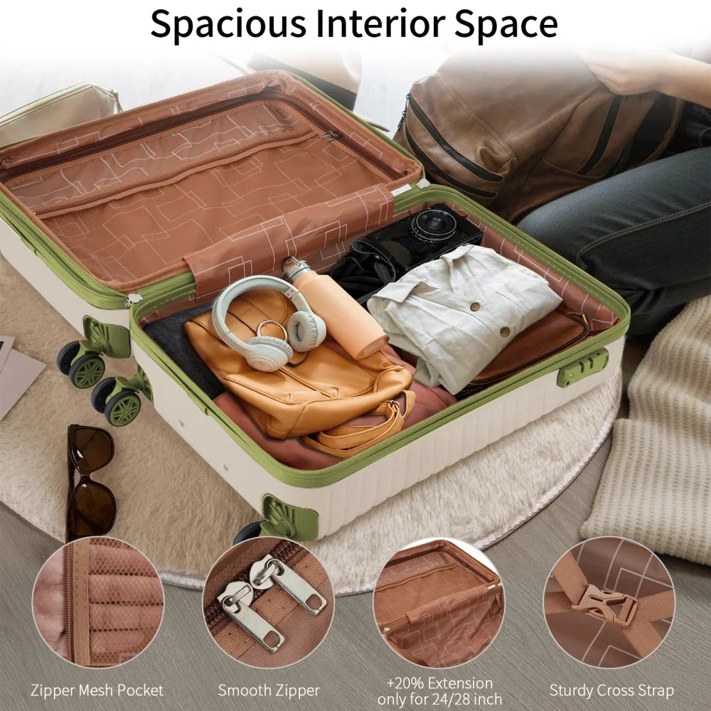 4 Pcs ABS Expandable Hardshell Luggage Set 16/20/24/28 Inch TSA Lock Spinner Wheels 4 Packing Cubes Lightweight Travel