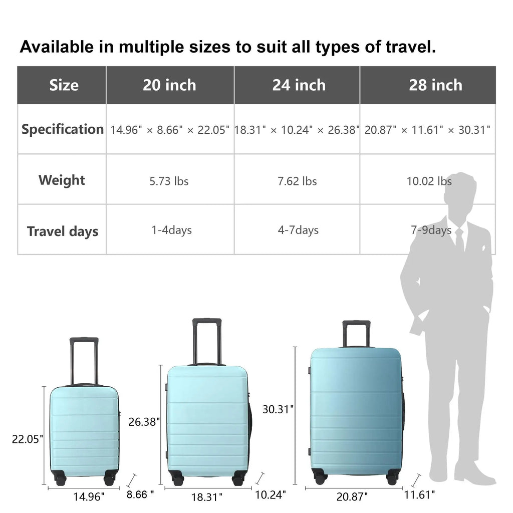 ABS Hardshell 3 Piece Luggage Set 20 24 28 Inch TSA Lock Spinner Wheels Lightweight Durable Suitcases Pink