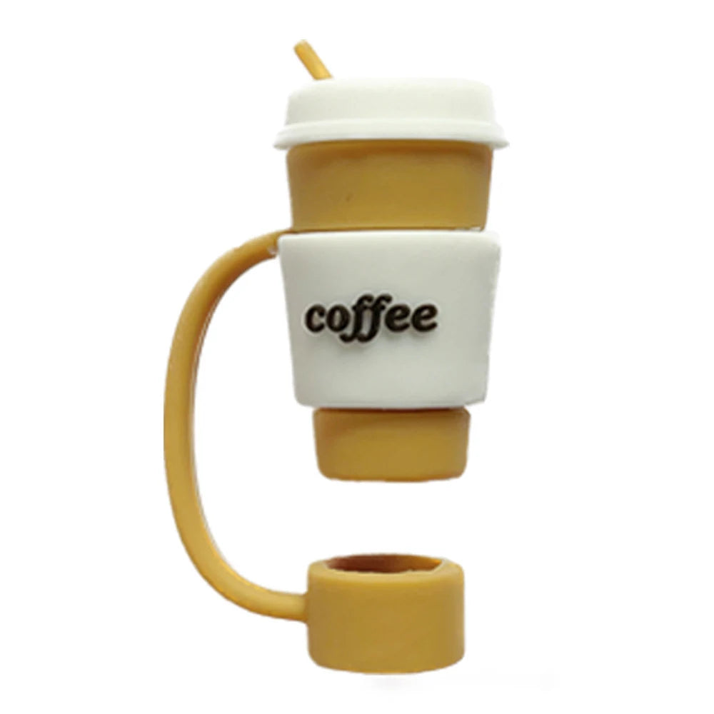 Straw Cover Cap for Stanley Tumblers Cup Accessories Cute Coffee Mug Ice Cream Shape Silicone Straw Dust Toppers Spill Stopper